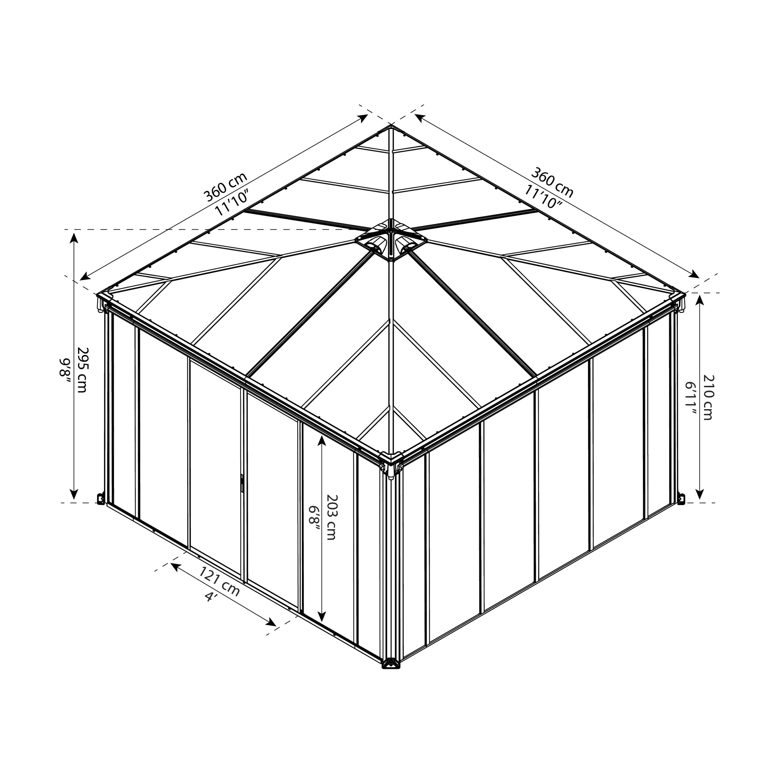 Palram - Canopia Ledro Grey Rectangular Gazebo, (W)3.6m (D)3.6m - Assembly Required 5 Palram - Canopia Ledro Grey Rectangular Gazebo, (W)3.6m (D)3.6m - Assembly Required - Image 3