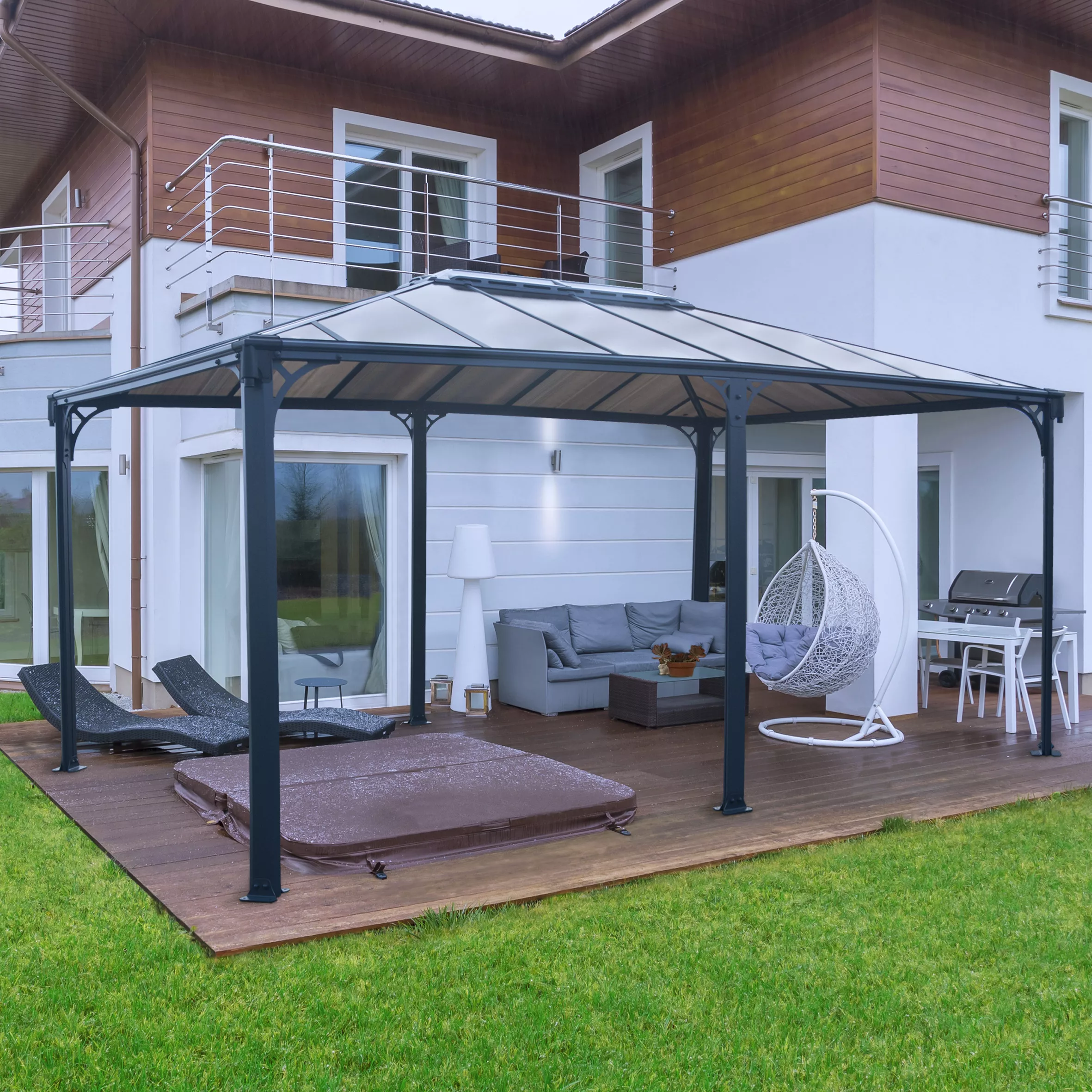 Palram - Canopia Martinique Grey Rectangular Gazebo, (W)4.93m (D)3.59m - Assembly Required 3 Palram - Canopia Martinique Grey Rectangular Gazebo, (W)4.93m (D)3.59m - Assembly Required