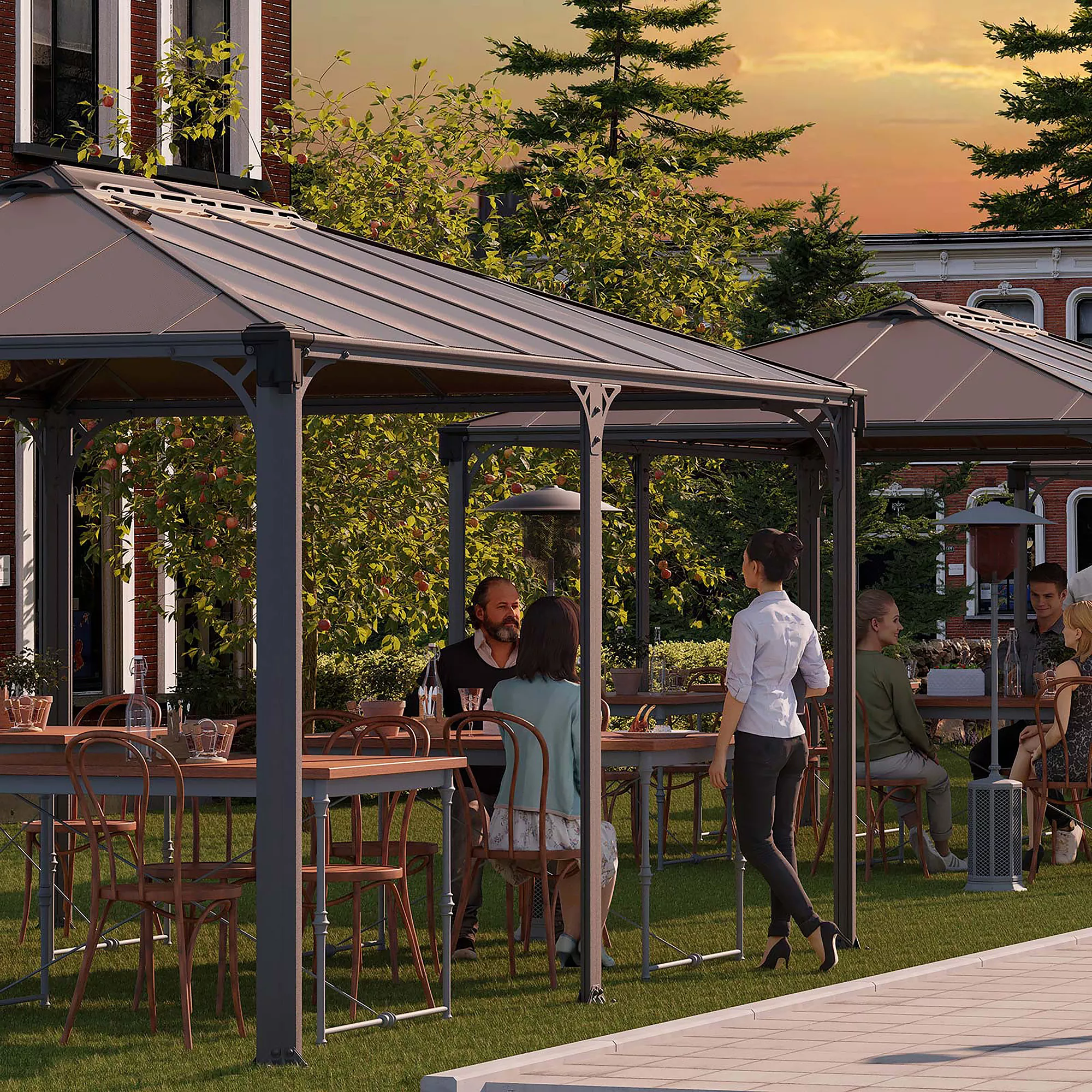 Palram - Canopia Martinique Grey Rectangular Gazebo, (W)4.93m (D)3.59m - Assembly Required 7 Palram - Canopia Martinique Grey Rectangular Gazebo, (W)4.93m (D)3.59m - Assembly Required - Image 5