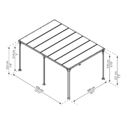 Palram - Canopia Milano Grey Rectangular Gazebo, (W)4.26m (D)3.09m - Assembly Required -Outdoor Garden palram canopia milano grey rectangular gazebo w 4 26m d 3 09m assembly required7290108136241 01t bq