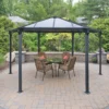 Palram - Canopia Monaco Grey Hexagonal Gazebo, (W)4.5m (D)3.9m - Assembly Required -Outdoor Garden palram canopia monaco grey hexagonal gazebo w 4 5m d 3 9m assembly required7290108130232 01i bq