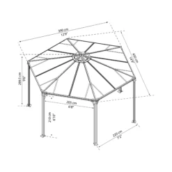 Palram - Canopia Monaco Grey Hexagonal Gazebo, (W)4.5m (D)3.9m - Assembly Required -Outdoor Garden palram canopia monaco grey hexagonal gazebo w 4 5m d 3 9m assembly required7290108130232 01t bq