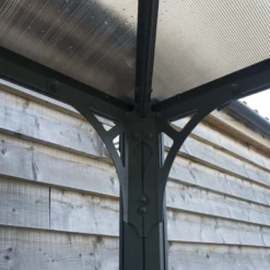 Palram - Canopia Monaco Grey Hexagonal Gazebo, (W)4.5m (D)3.9m - Assembly Required -Outdoor Garden palram canopia monaco grey hexagonal gazebo w 4 5m d 3 9m assembly required7290108130232 06i bq