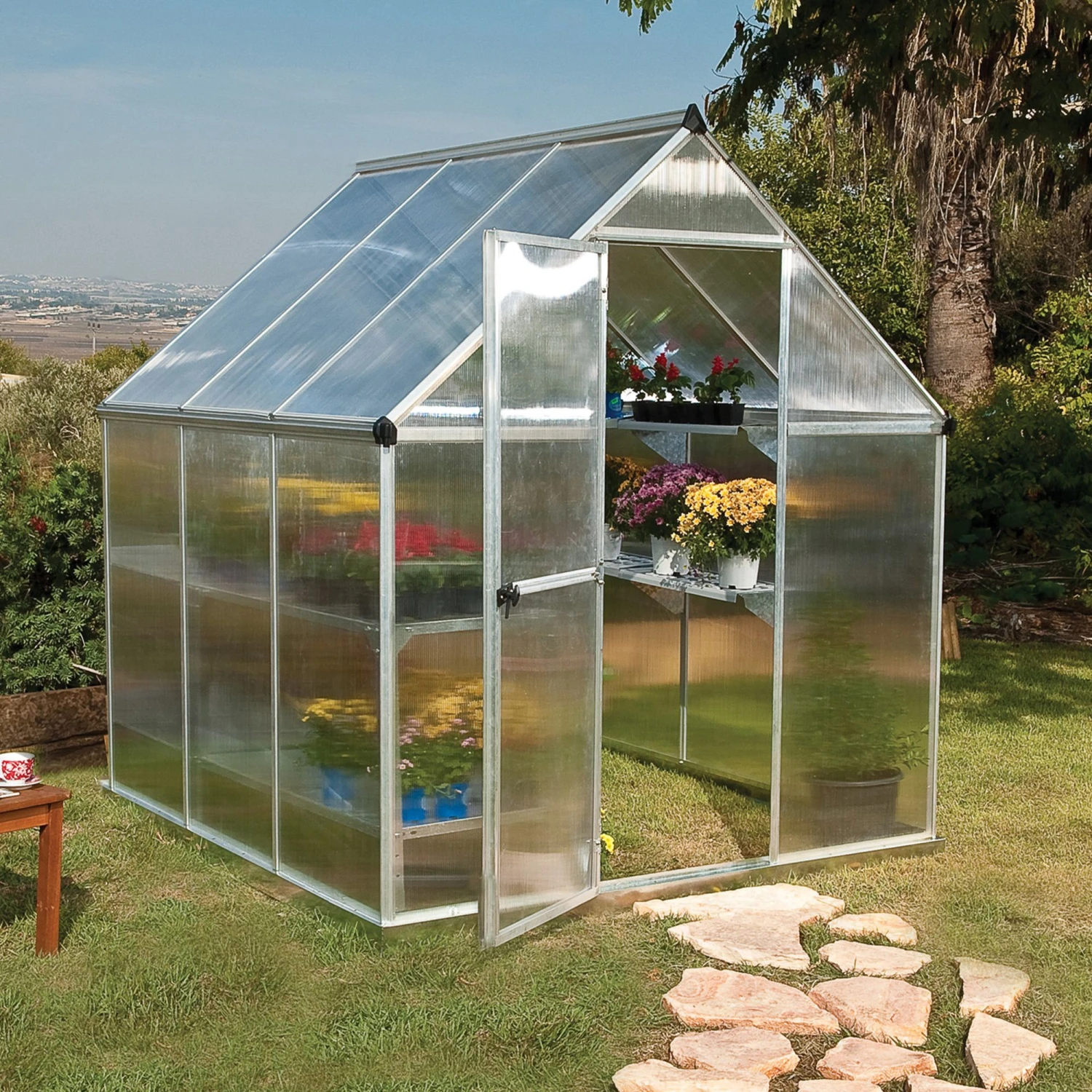 Palram - Canopia Mythos Silver 6x6 Greenhouse 3 Palram - Canopia Mythos Silver 6x6 Greenhouse