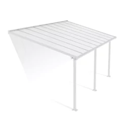 Palram - Canopia Olympia White Non-retractable Awning, (L)5.46m (H)3.05m (W)2.95m -Outdoor Garden palram canopia olympia white non retractable awning l 5 46m h 3 05m w 2 95m7290108134018 01c bq