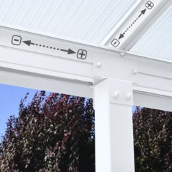 Palram - Canopia Olympia White Non-retractable Awning, (L)8.6m (H)3.05m (W)2.95m -Outdoor Garden palram canopia olympia white non retractable awning l 8 6m h 3 05m w 2 95m7290108134346 02i bq