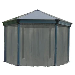 Palram - Canopia Roma Monaco Grey Polyester (PES) Gazebo Netting, Pack Of 6 (L)2170mm (W)2320mm -Outdoor Garden palram canopia roma monaco grey polyester pes gazebo netting pack of 6 l 2170mm w 2320mm7290108133547 01c