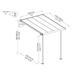 Palram - Canopia Sierra White Non-retractable Awning, (L)2.25m (H)3m (W)2.25m -Outdoor Garden palram canopia sierra white non retractable awning l 2 25m h 3m w 2 25m7290108131314 01t bq