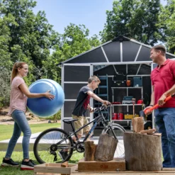 Palram - Canopia Yukon With Floor 11x9 Apex Dark Grey Plastic Shed With Floor -Outdoor Garden palram canopia yukon with floor 11x9 apex dark grey plastic shed with floor7290108137309 02i BQ