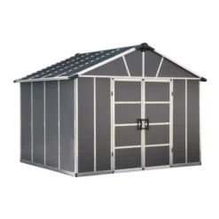 Palram - Canopia Yukon With Floor 11x9 Apex Dark Grey Plastic Shed With Floor -Outdoor Garden palram canopia yukon with floor 11x9 apex dark grey plastic shed with floor7290108137309 03c BQ