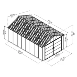 Palram - Canopia Yukon With WPC Floor 11x17.2 Apex Dark Grey Plastic Shed With Floor -Outdoor Garden palram canopia yukon with wpc floor 11x17 2 apex dark grey plastic shed with floor7290108139297 01t BQ