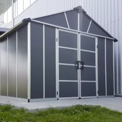 Palram - Canopia Yukon With WPC Floor 11x17.2 Apex Dark Grey Plastic Shed With Floor -Outdoor Garden palram canopia yukon with wpc floor 11x17 2 apex dark grey plastic shed with floor7290108139297 02i BQ