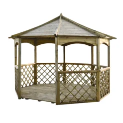 Rowlinson Octagonal Gazebo, (W)3.57m (D)3.57m - Assembly Service Included -Outdoor Garden rowlinson octagonal gazebo w 3 57m d 3 57m assembly service included5013856996361 01c BQ