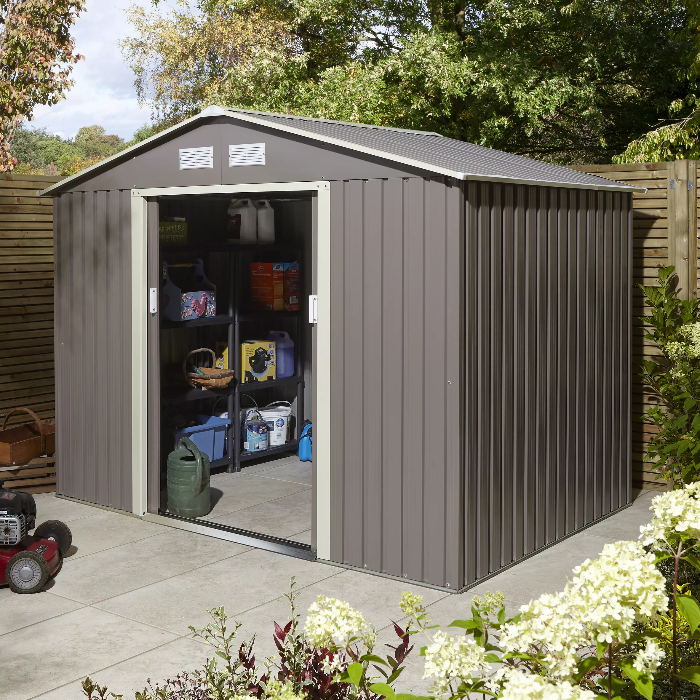 Rowlinson Trentvale 8x6 Apex Light Grey Metal Shed 6 Rowlinson Trentvale 8x6 Apex Light Grey Metal Shed - Image 4