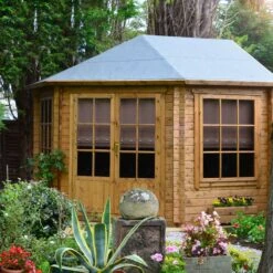 Shire Belvoir 10x10 Glass Apex Tongue & Groove Wooden Cabin - Base Not Included -Outdoor Garden shire belvoir 10x10 glass apex tongue groove wooden cabin base not included5019804252398 05i bq