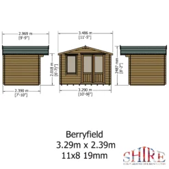 Shire Berryfield 11x8 Eco Glass Apex Tongue & Groove Wooden Cabin - Base Not Included -Outdoor Garden shire berryfield 11x8 eco glass apex tongue groove wooden cabin base not included5019804112289 01t bq