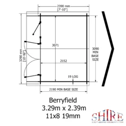 Shire Berryfield 11x8 Eco Glass Apex Tongue & Groove Wooden Cabin - Base Not Included -Outdoor Garden shire berryfield 11x8 eco glass apex tongue groove wooden cabin base not included5019804112289 02t bq