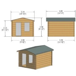Shire Bucknells 10x12 Toughened Glass Apex Tongue & Groove Wooden Cabin - Base Not Included -Outdoor Garden shire bucknells 10x12 toughened glass apex tongue groove wooden cabin base not included5019804119356 02t bq