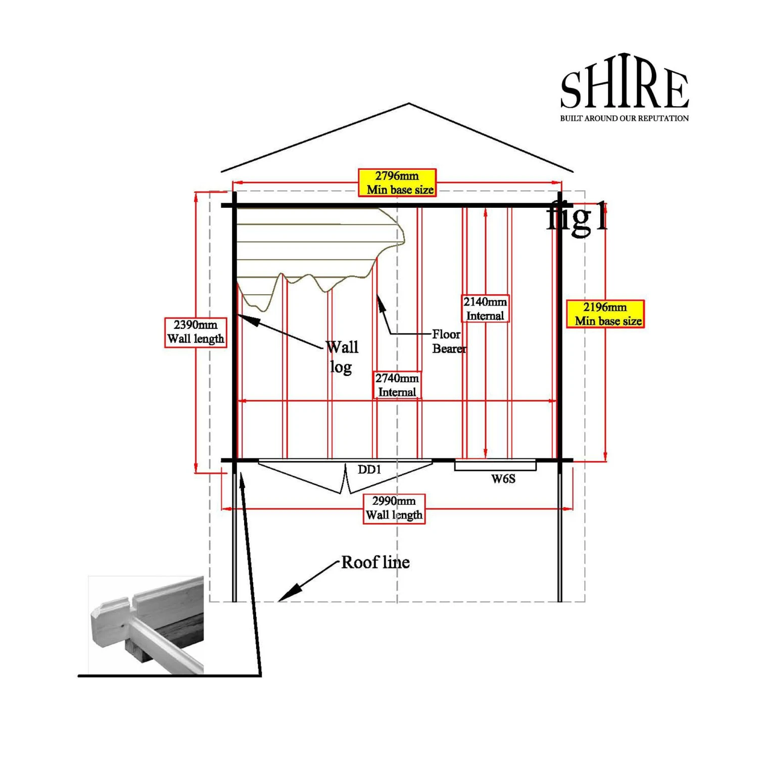 Shire Cannock 10x8 Ft Toughened Glass Apex Tongue & Groove Wooden Cabin With Felt Tile Roof 7 Shire Cannock 10x8 Ft Toughened Glass Apex Tongue & Groove Wooden Cabin With Felt Tile Roof - Image 5