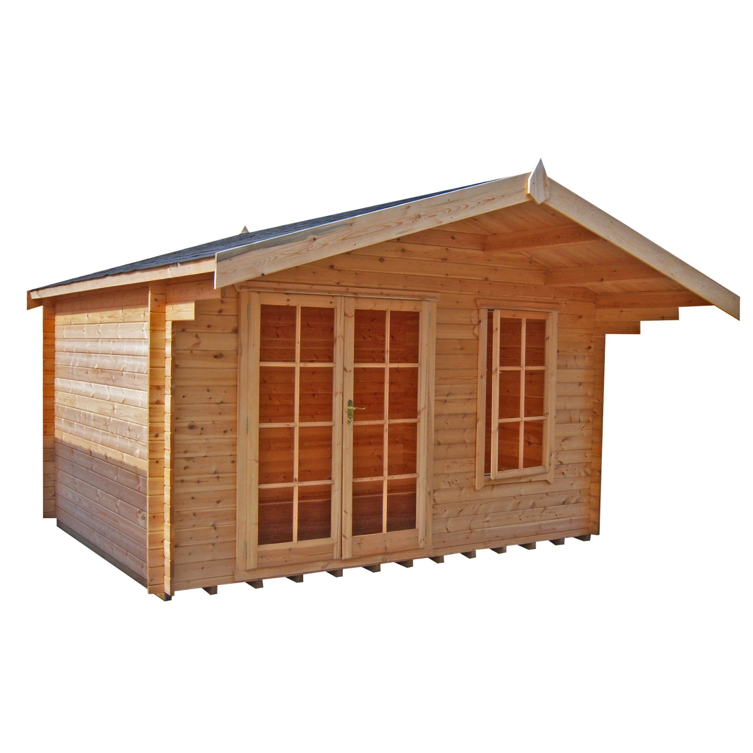 Shire Cannock 10x8 Ft Toughened Glass Apex Tongue & Groove Wooden Cabin With Felt Tile Roof 3 Shire Cannock 10x8 Ft Toughened Glass Apex Tongue & Groove Wooden Cabin With Felt Tile Roof