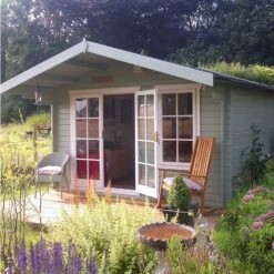 Shire Cannock 10x8 Toughened Glass Apex Tongue & Groove Wooden Cabin - Base Not Included -Outdoor Garden shire cannock 10x8 toughened glass apex tongue groove wooden cabin base not included5019804311088 01i bq