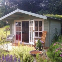 Shire Cannock 12x10 Toughened Glass Apex Tongue & Groove Wooden Cabin - Base Not Included -Outdoor Garden shire cannock 12x10 toughened glass apex tongue groove wooden cabin base not included5019804312108 01i bq