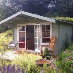 Shire Cannock 12x8 Toughened Glass Apex Tongue & Groove Wooden Cabin - Base Not Included -Outdoor Garden shire cannock 12x8 toughened glass apex tongue groove wooden cabin base not included5019804311286 01i bq