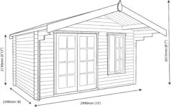 Shire Cannock 12x8 Toughened Glass Apex Tongue & Groove Wooden Cabin - Base Not Included -Outdoor Garden shire cannock 12x8 toughened glass apex tongue groove wooden cabin base not included5019804311286 03t