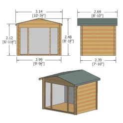 Shire Epping 10x8 Toughened Glass Apex Tongue & Groove Wooden Cabin - Assembly Service Included -Outdoor Garden shire epping 10x8 toughened glass apex tongue groove wooden cabin assembly service included5019804119530 01t bq