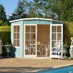 Shire Hampton 10x10 Glass Pent Shiplap Wooden Summer House - Base Not Included -Outdoor Garden shire hampton 10x10 glass pent shiplap wooden summer house base not included5019804008186 02i bq