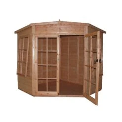 Shire Hampton 10x10 Glass Pent Shiplap Wooden Summer House - Base Not Included -Outdoor Garden shire hampton 10x10 glass pent shiplap wooden summer house base not included5019804008186 04c bq