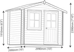 Shire Hartley 10x10 Apex Tongue & Groove Wooden Cabin - Assembly Service Included -Outdoor Garden shire hartley 10x10 apex tongue groove wooden cabin assembly service included5019804190010 03t