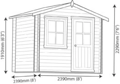 Shire Hartley 8x8 Apex Tongue & Groove Wooden Cabin (Base Included) -Outdoor Garden shire hartley 8x8 apex tongue groove wooden cabin base included 5019804198856 03t