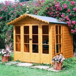 Shire Kensington 7x7 Toughened Glass Apex Shiplap Wooden Summer House - Base Not Included -Outdoor Garden shire kensington 7x7 toughened glass apex shiplap wooden summer house base not included5019804111183 01i