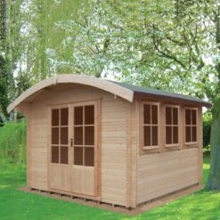 Shire Kilburn 12x12 Ft Toughened Glass Curved Tongue & Groove Wooden Cabin - Assembly Service Included