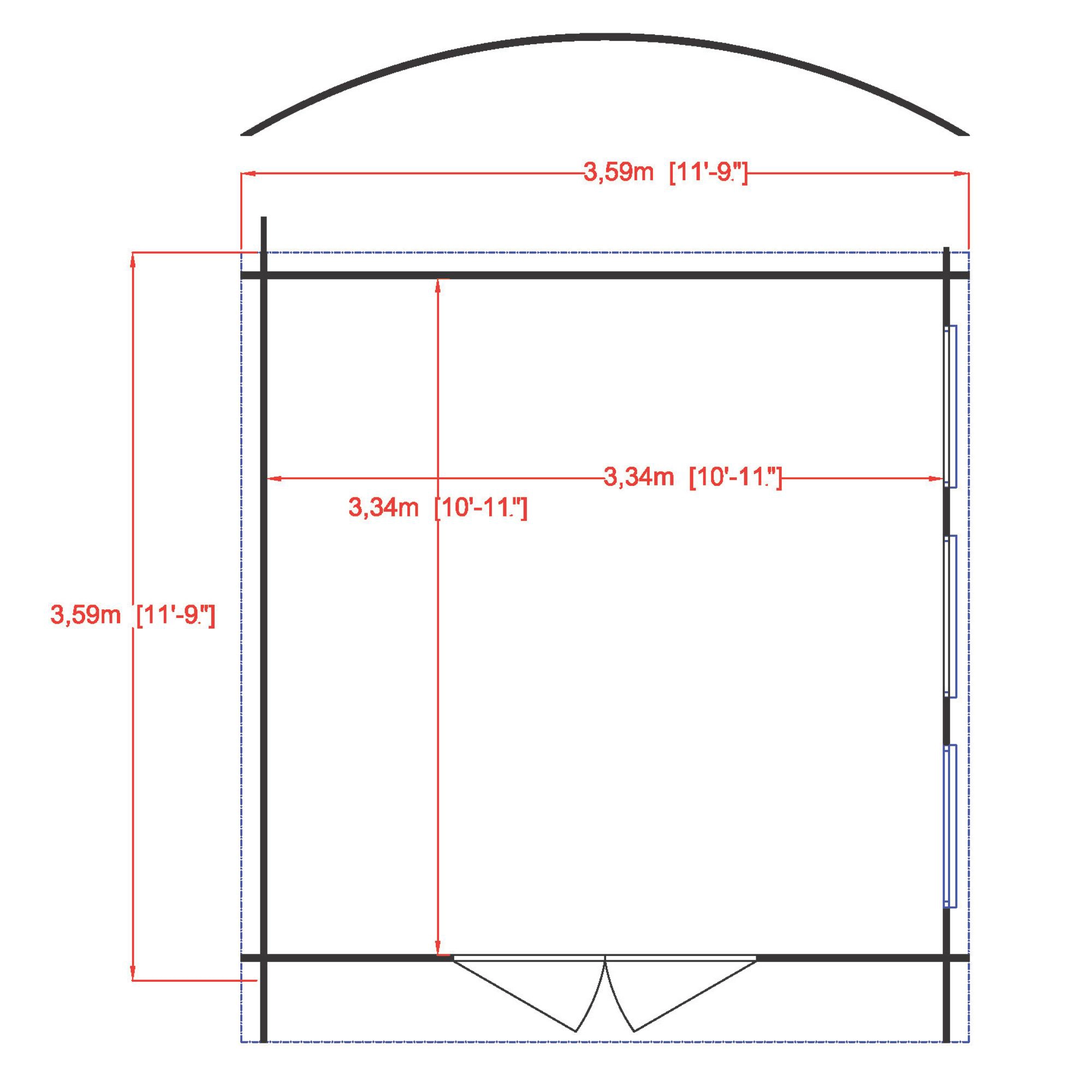 Shire Kilburn 12x12 Ft Toughened Glass Curved Tongue & Groove Wooden Cabin 4 Shire Kilburn 12x12 Ft Toughened Glass Curved Tongue & Groove Wooden Cabin - Image 2