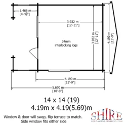 Shire Kinver 14x14 Glass Apex Tongue & Groove Wooden Cabin - Base Not Included -Outdoor Garden shire kinver 14x14 glass apex tongue groove wooden cabin base not included5019804114191 01i bq