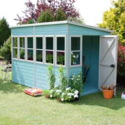 Shire Sun 10x10 Glass Pent Shiplap Wooden Summer House - Base Not Included -Outdoor Garden shire sun 10x10 glass pent shiplap wooden summer house base not included5019804112067 01i bq