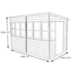 Shire Sun 10x6 Glass Pent Shiplap Wooden Summer House - Base Not Included -Outdoor Garden shire sun 10x6 glass pent shiplap wooden summer house base not included5019804112050 01t