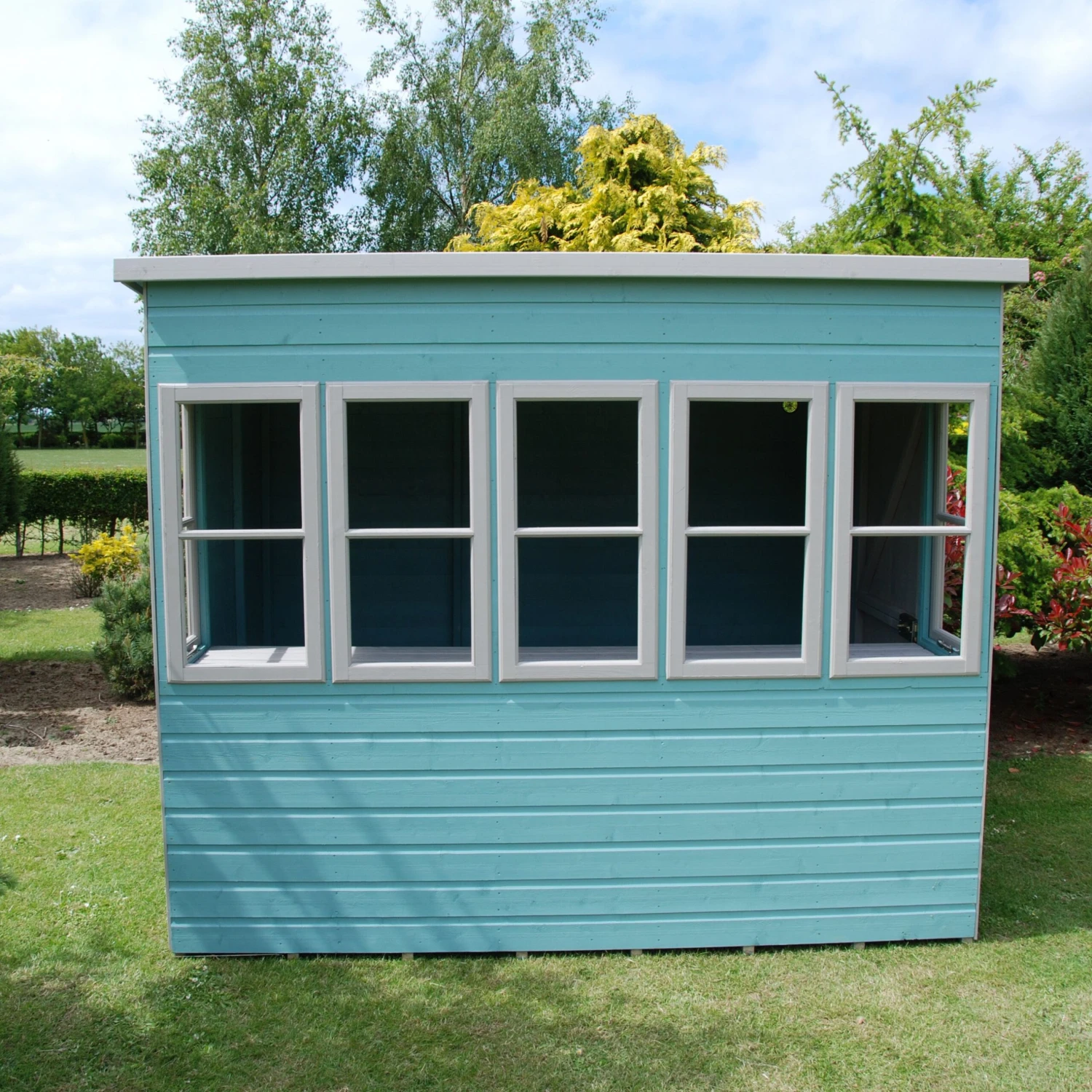 Shire Sun 8x6 Glass Pent Shiplap Wooden Summer House - Base Not Included 7 Shire Sun 8x6 Glass Pent Shiplap Wooden Summer House - Base Not Included - Image 5