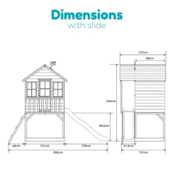 TP Toys 7.5x5 Hill Top Timber Tower Slide Playhouse Assembly Required -Outdoor Garden tp toys 7 5x5 hill top timber tower slide playhouse assembly required5021854803185 02t bq