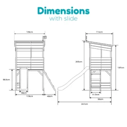 TP Toys 8x7 Tree Top Timber Tower Slide Playhouse Assembly Required -Outdoor Garden tp toys 8x7 tree top timber tower slide playhouse assembly required5021854803543 02t bq