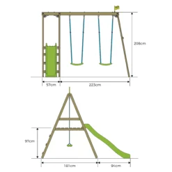 TP Toys Multi Double Green & Wood Swing & Slide (L) 2760mm X (W) 2810mm 17 TP Toys Multi Double Green & Wood Swing & Slide (L) 2760mm X (W) 2810mm -Outdoor Garden tp toys multi double green wood swing slide l 2760mm x w 2810mm5021854901492 01t bq