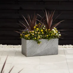 Verve Abava Grey Terrazzo Rectangular Planter -Outdoor Garden verve abava grey terrazzo rectangular planter5059340327860 01i