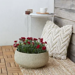 Verve Kulun Beige Knitted Effect Fibreclay Circular Plant Pot (Dia)37cm 7 Verve Kulun Beige Knitted Effect Fibreclay Circular Plant Pot (Dia)37cm -Outdoor Garden verve kulun beige knitted effect fibreclay circular plant pot dia 37cm5059340328409 01i