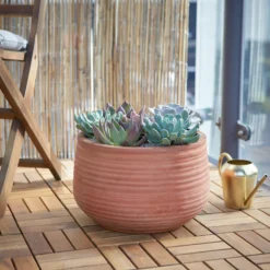 Verve Łyna Natural Terracotta Circular Plant Pot (Dia)36cm -Outdoor Garden verve lyna natural terracotta circular plant pot dia 36cm5059340327594 01i